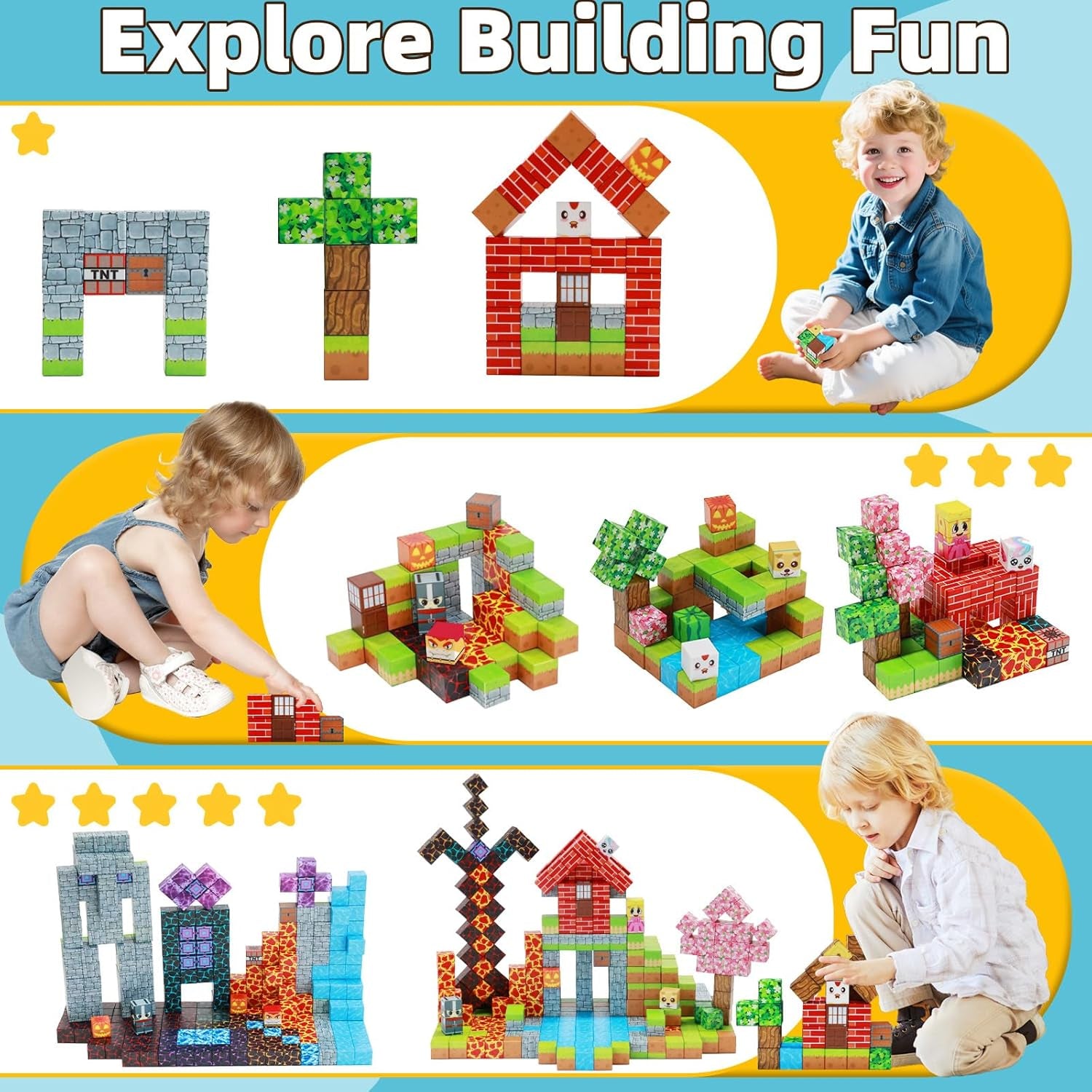 150 Pieces Magnetic Blocks for Kids