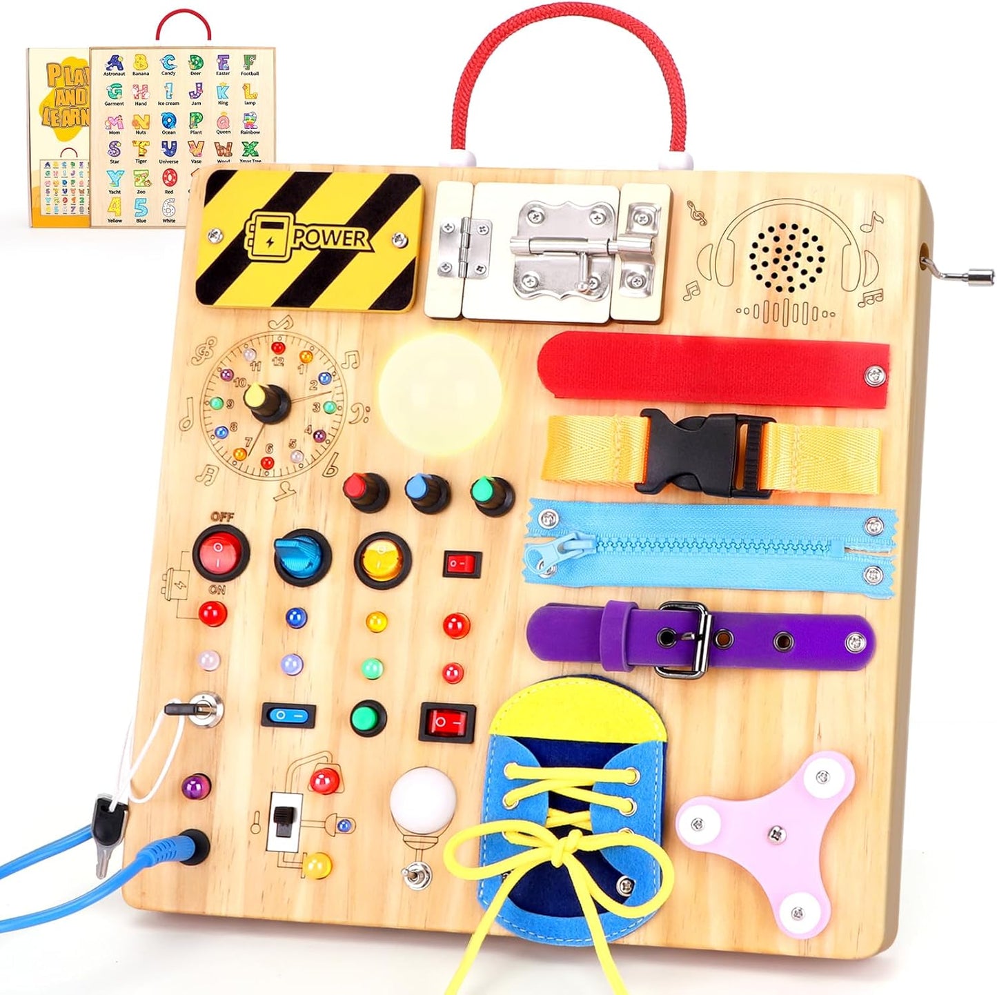 Busy Board for Toddlers - Montessori Educational Toy for 1-3 Year Old Boys & Girls | Travel-Friendly Sensory Learning Activity | Ideal for Kids with Autism(Clocks Busy Board)