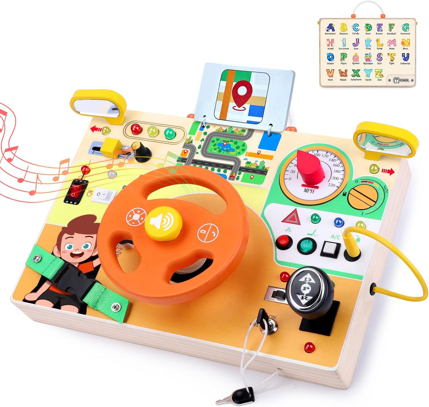 Busy Board for Toddlers - Montessori Educational Toy for 1-3 Year Old Boys & Girls | Travel-Friendly Sensory Learning Activity | Ideal for Kids with Autism(Clocks Busy Board)