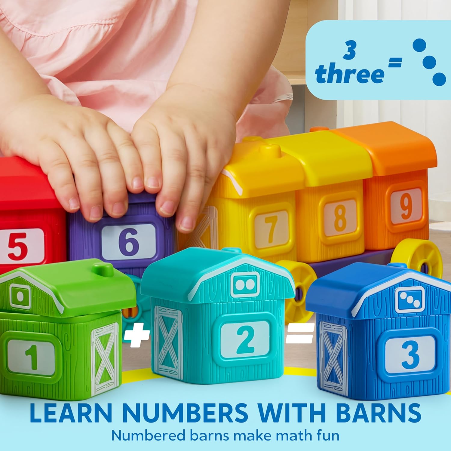 Learning Toy for Toddlers 1 2 3 Years Old, Counting, Matching & Sorting Montessori Learning Farm Train Including 9 Farm Animals, Birthday Gift for Baby Boys Girls