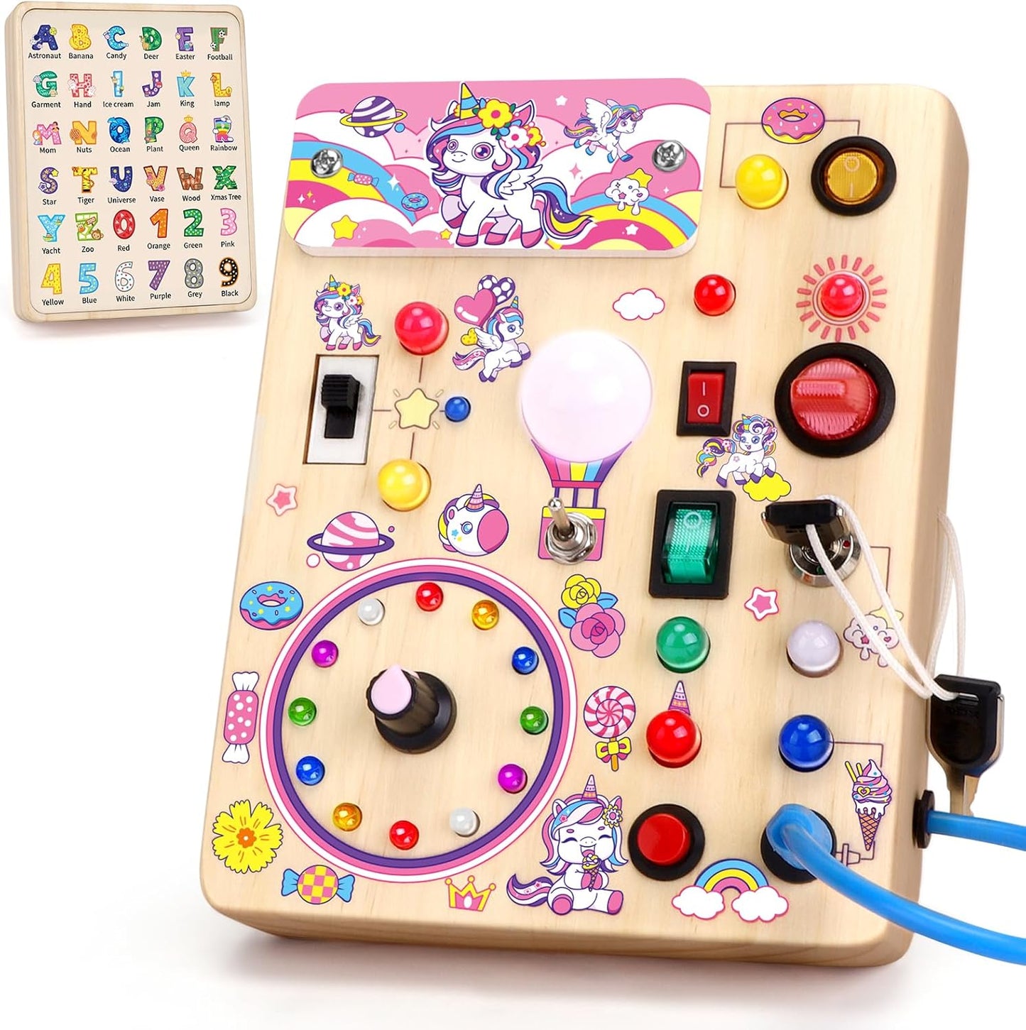 Busy Board for Toddlers - Montessori Educational Toy for 1-3 Year Old Boys & Girls | Travel-Friendly Sensory Learning Activity | Ideal for Kids with Autism(Clocks Busy Board)