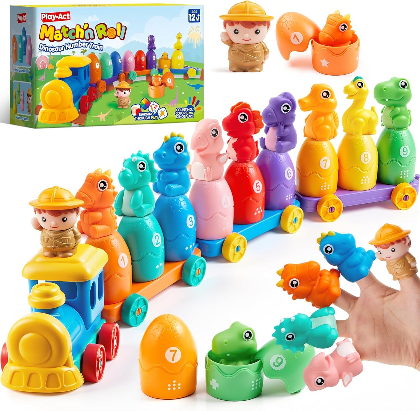 Learning Toy for Toddlers 1 2 3 Years Old, Counting, Matching & Sorting Montessori Learning Farm Train Including 9 Farm Animals, Birthday Gift for Baby Boys Girls