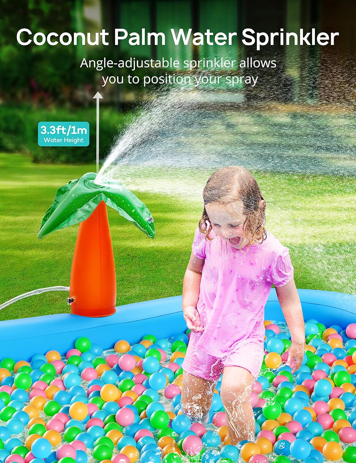 Kiddie Pool with Slide & Sprinkler, Inflatable Play Center, 95"X75"X40" Outdoor Blow-Up Splash Pad Pools for Toddlers Ages 2+, Water Game Play Center Backyard Kids Water Slide for Summer Fun