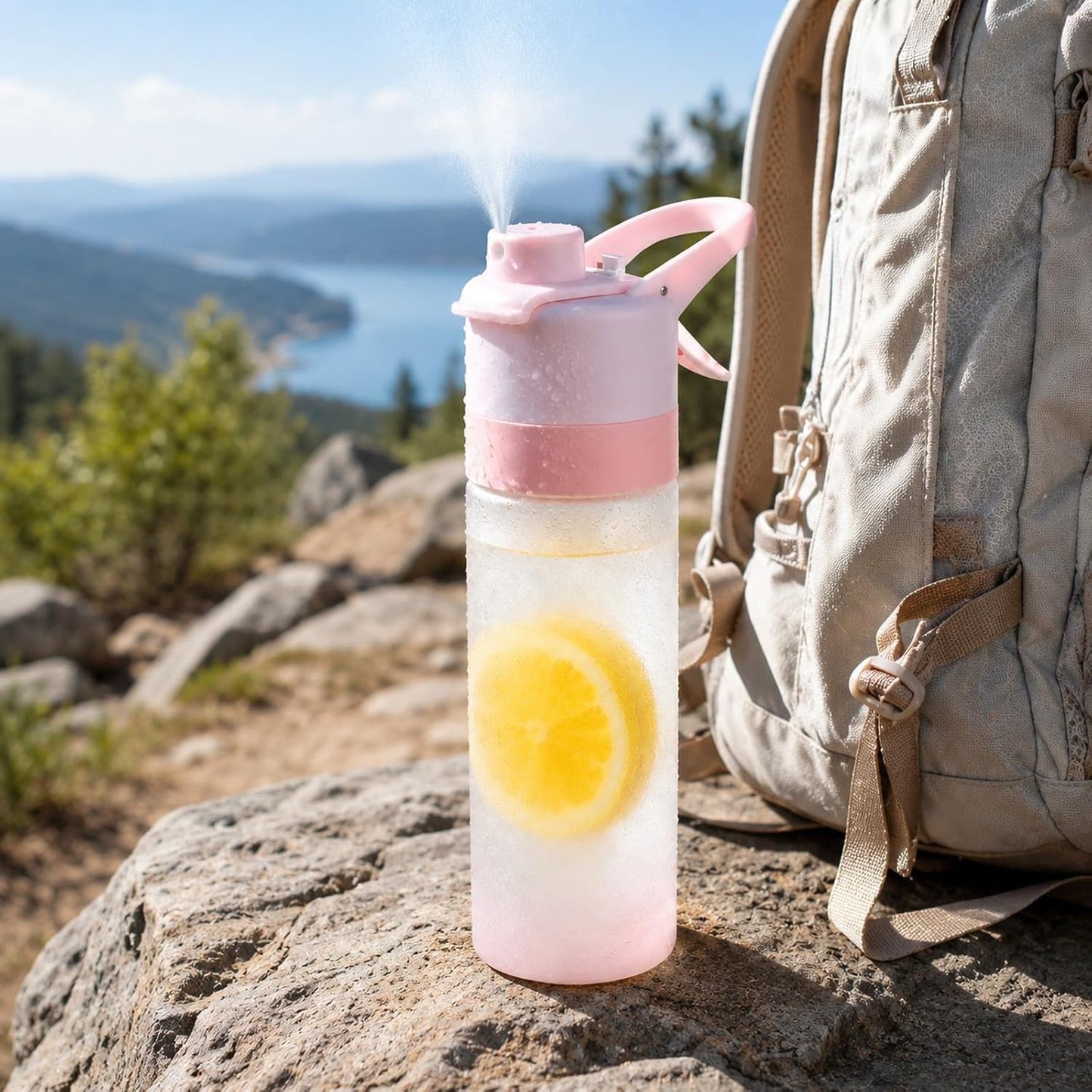 Sports Spray Water Bottle Mist Cooling Travel Cup 