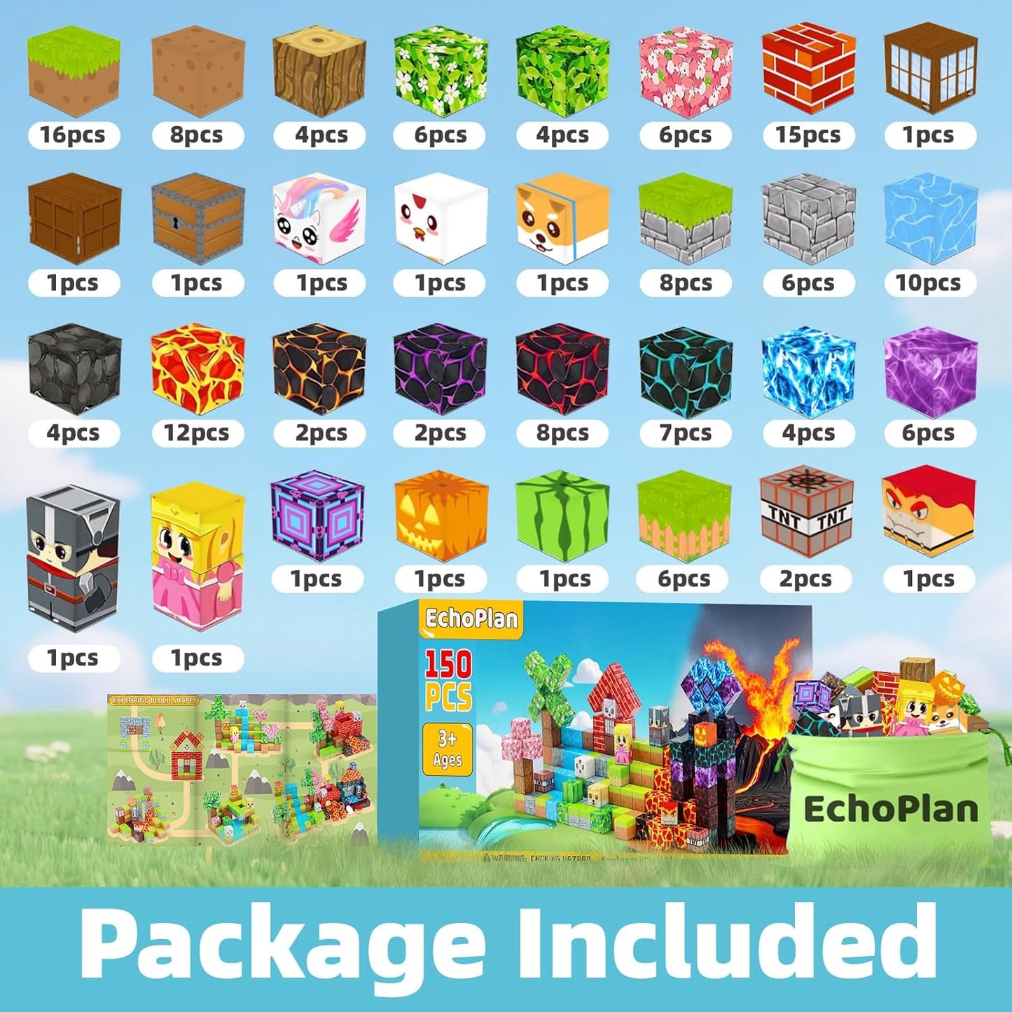 150 Pieces Magnetic Blocks for Kids