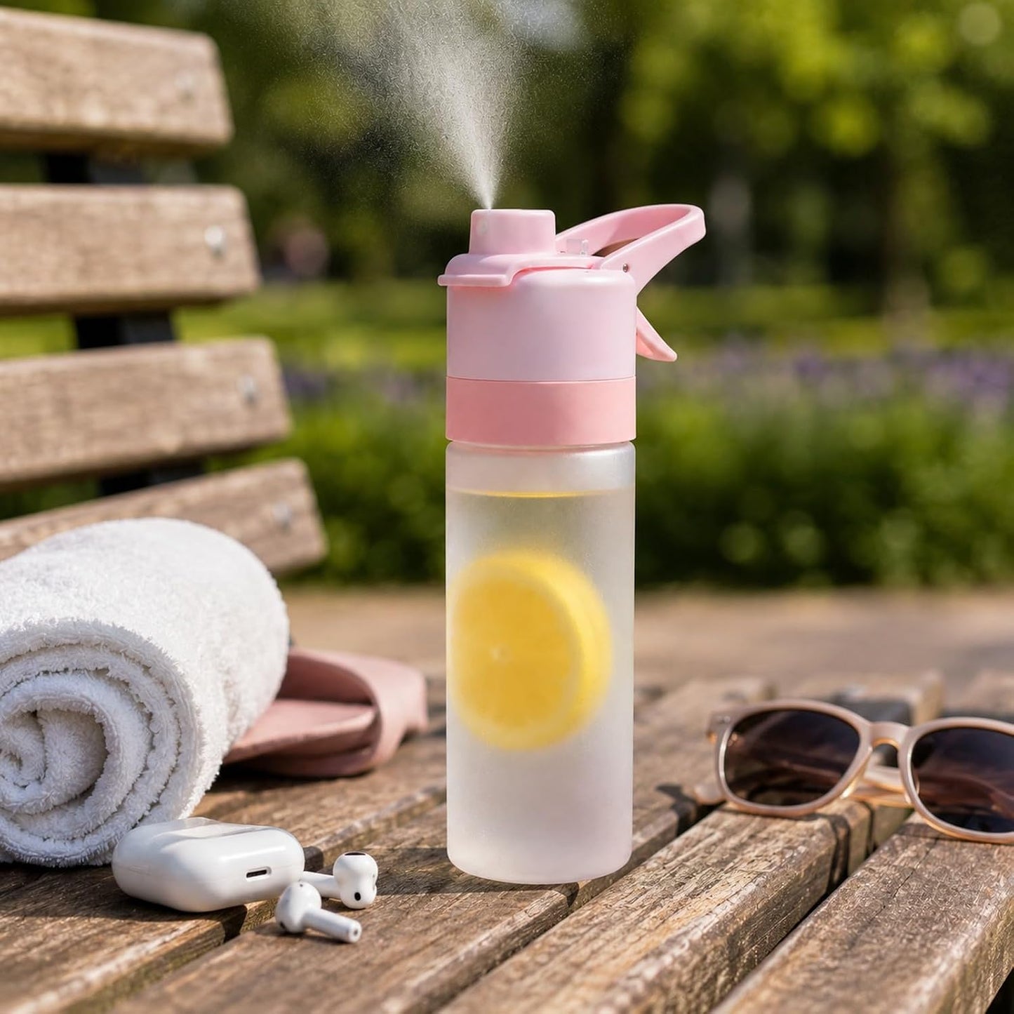 Sports Spray Water Bottle Mist Cooling Travel Cup 